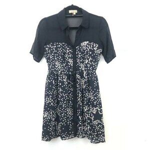 Princess Vera Wang Star Print Sheer Short Sleeve Button Front Mini Dress Size 3